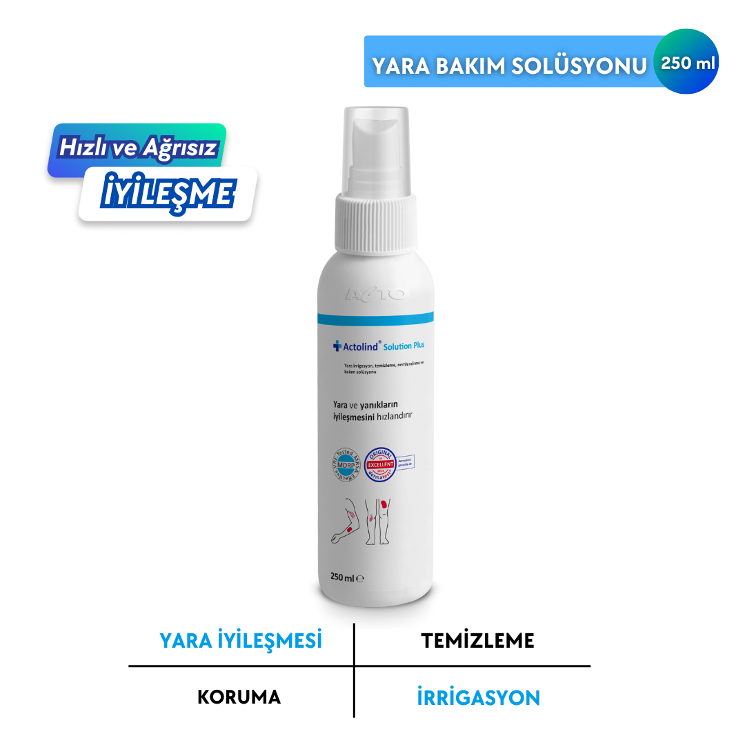 Actolind Solution Plus 250 ml gelişmiş yara bakım ve temizleme solüsyonu