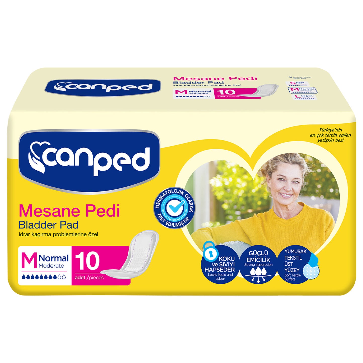 Canped mesane pedi 10’lu paket idrar kaçırma için hijyenik ped medium beden