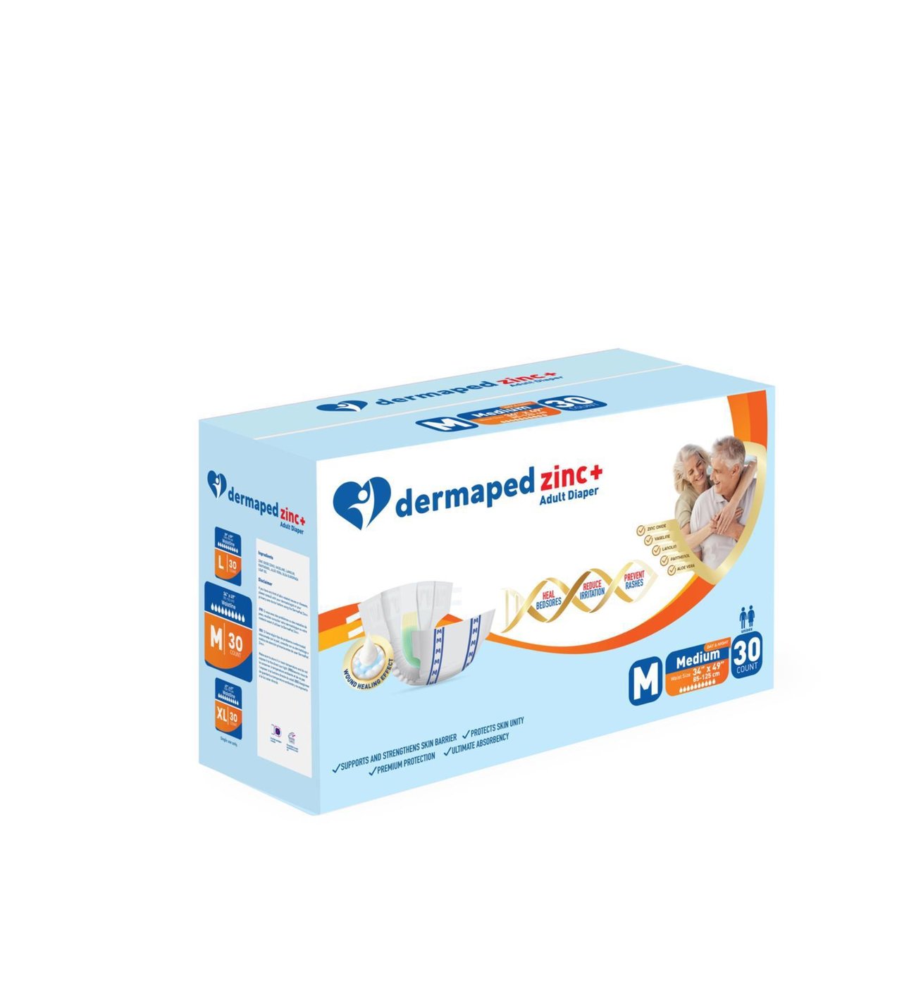 Dermaped Zinc plus yetişkin bezi aloe vera ve çinko oksit korumalı M beden