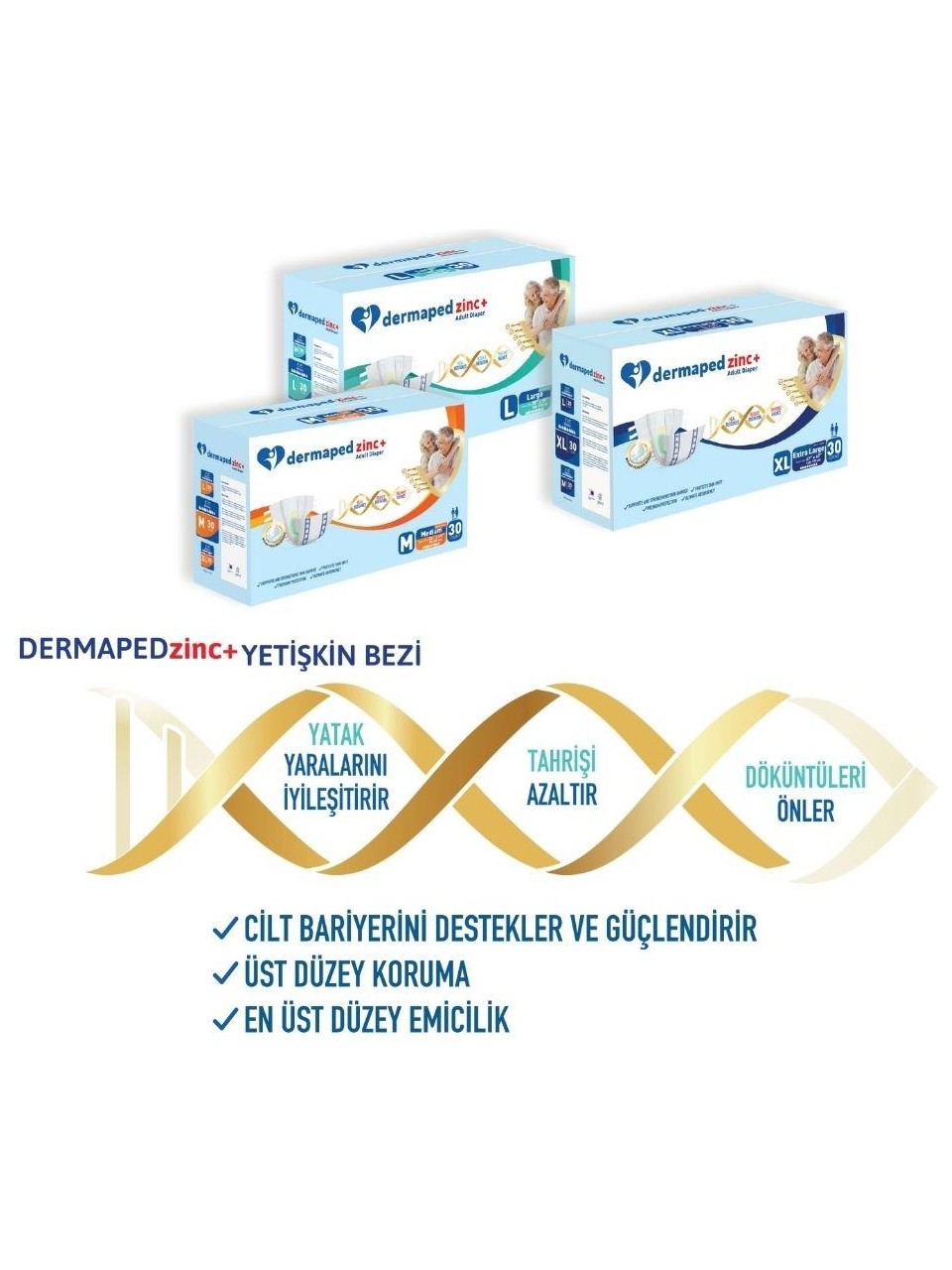 Dermaped Zinc plus çinko içerikli bel bantlı hasta bezi yatak yaralarını azaltır tahrişi azaltır