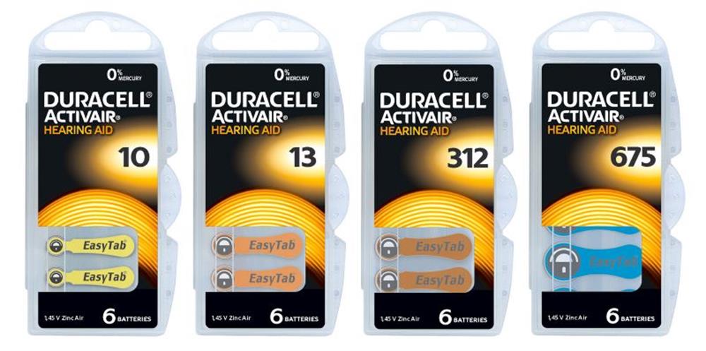 Duracell Activair işitme cihazı pilleri – No 10, 13, 312, 675 modelleri