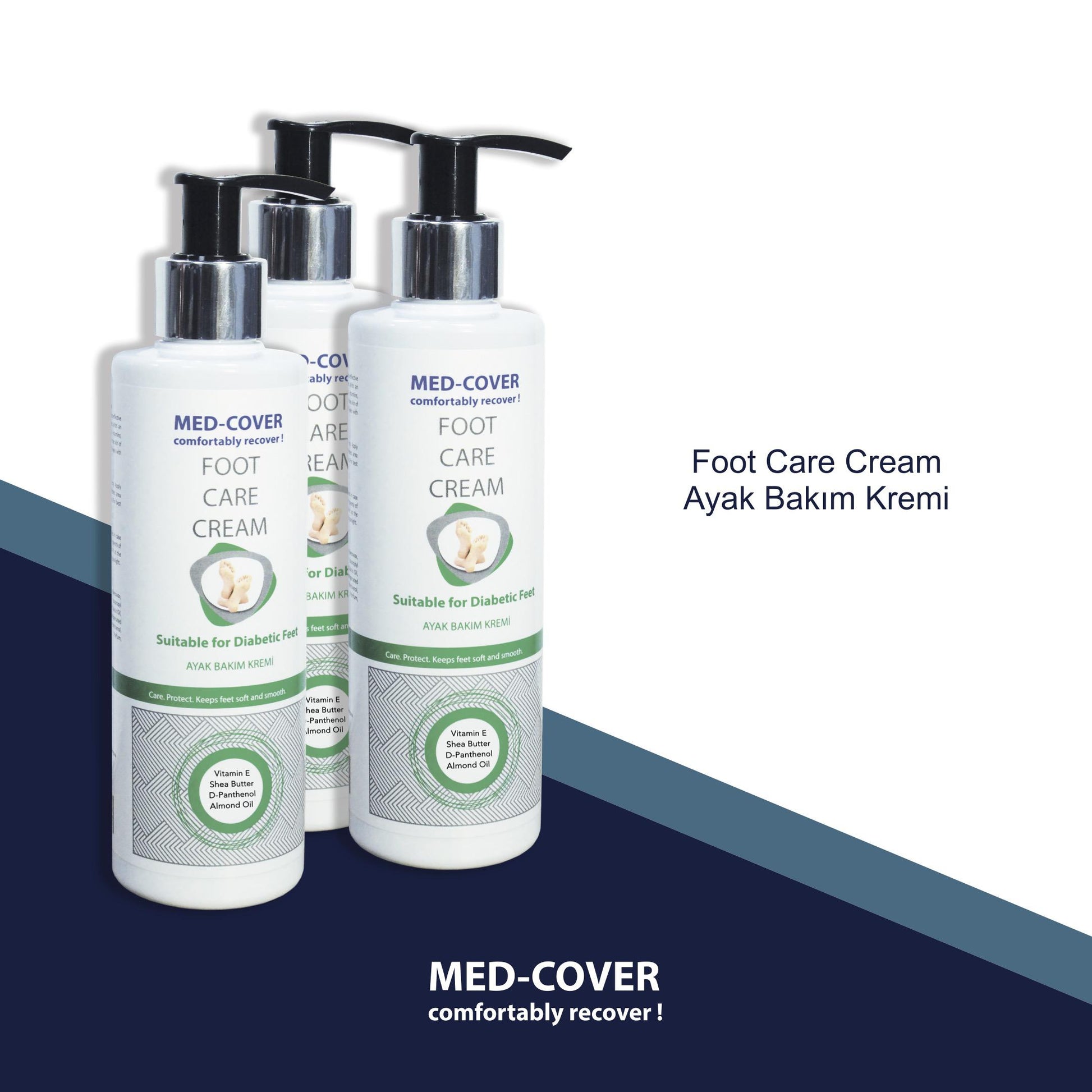 Med‑Cover Diyabetik Ayak Bakım Kremi 200 ml – Çatlak ve Kuru Deri Onarıcı