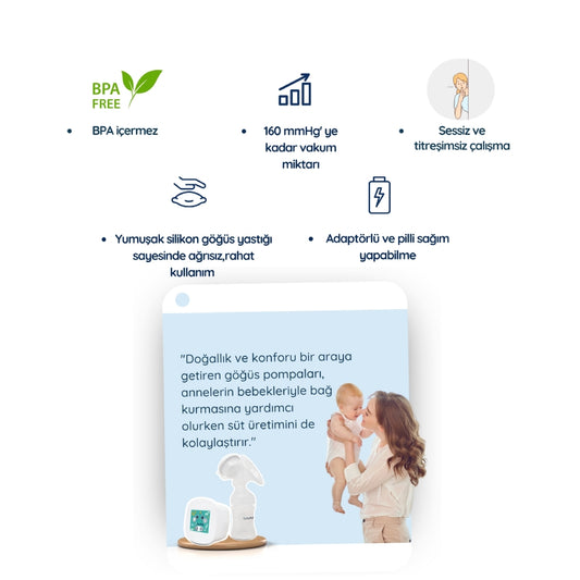 Nimo elektronik tekli göğüs pompası BPA içermez
