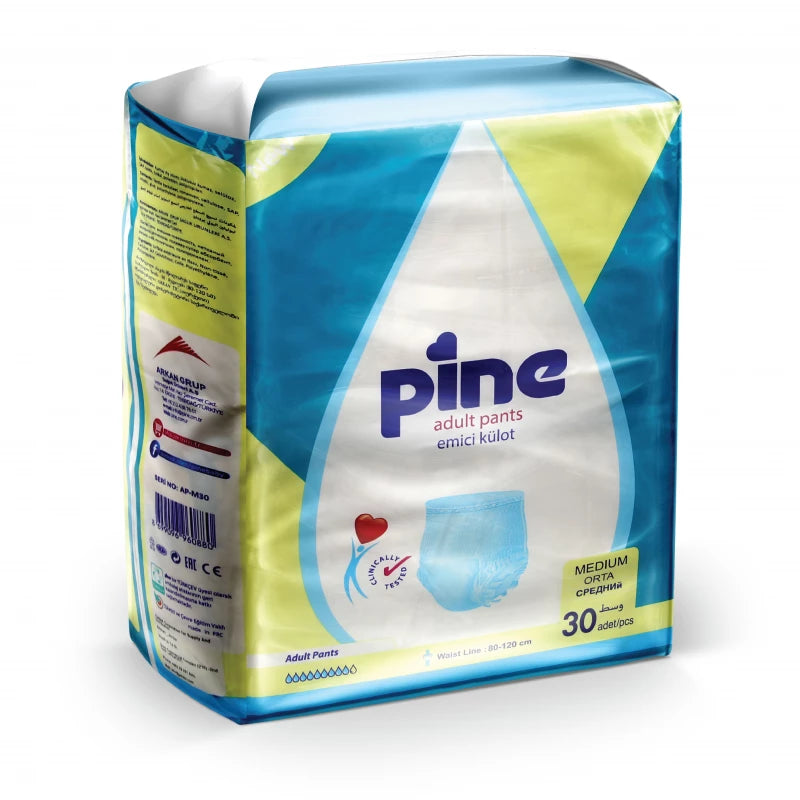 Pine Yetişkin Külotlu Hasta Bezi M – 30'lu paket mavi ambalaj