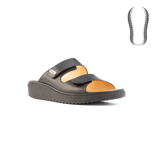 TDO Therapy TC016.PI-UNI Siyah Ortopedik Terlik – geniş kalıp doğal napa deri