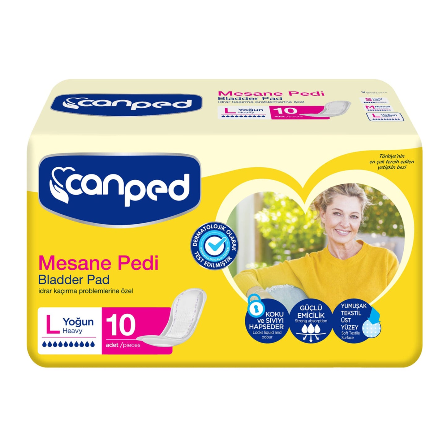 Canped mesane pedi 10’lu paket idrar kaçırma için hijyenik ped