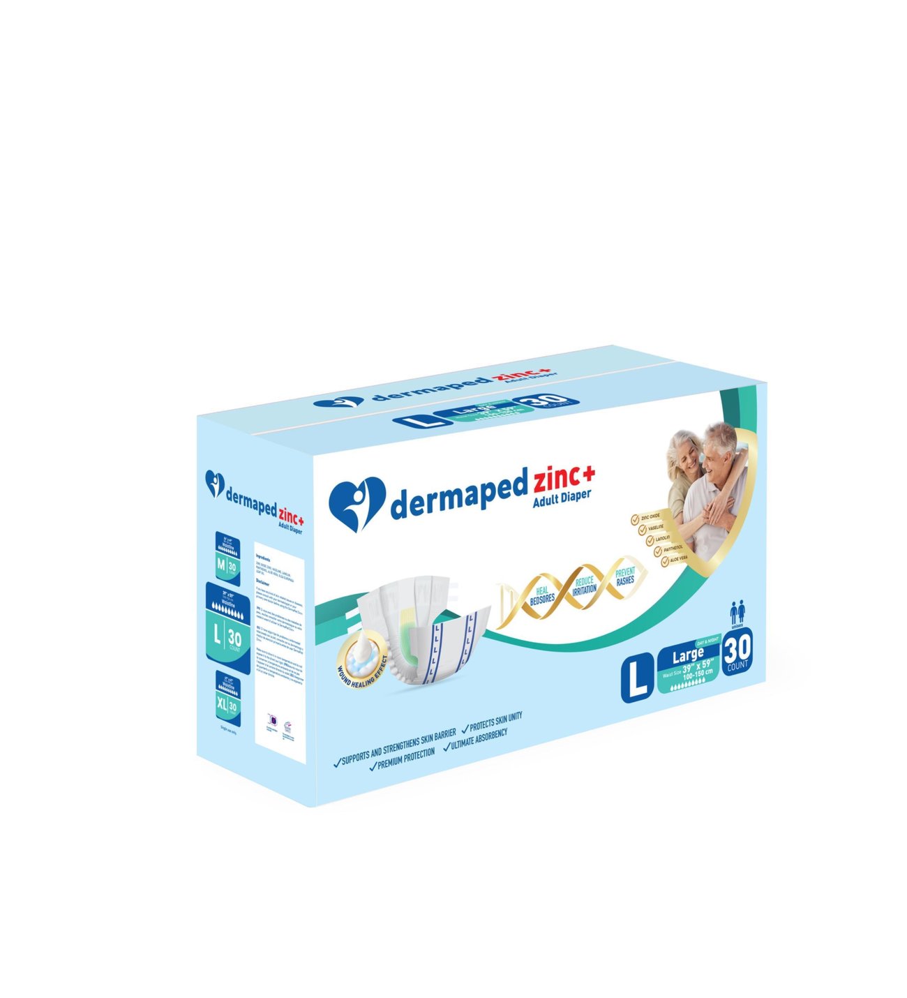 Dermaped Zinc plus yetişkin bezi aloe vera ve çinko oksit korumalı L beden