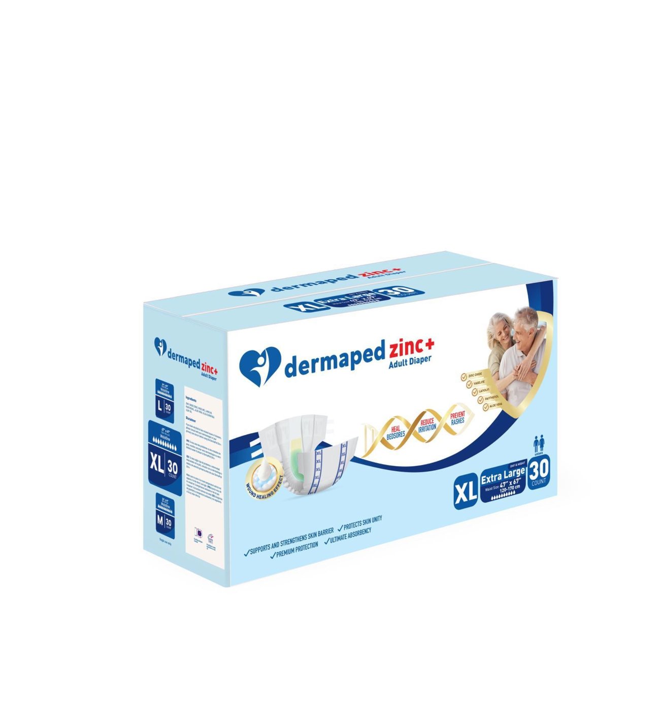 Dermaped Zinc plus yetişkin bezi aloe vera ve çinko oksit korumalı XL beden