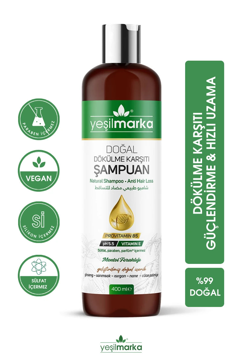 Dökülme karşıtı şampuan doğal içerik - Provitamin B5, Vitamin E, Çinko ve Aloe Vera ile güçlendirilmiş formül