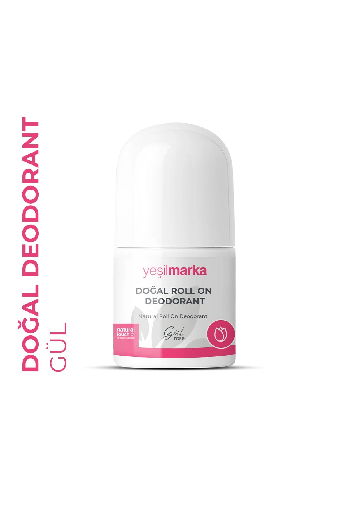Gül kokulu alüminyumsuz doğal roll-on deodorant 50 ml ambalajı