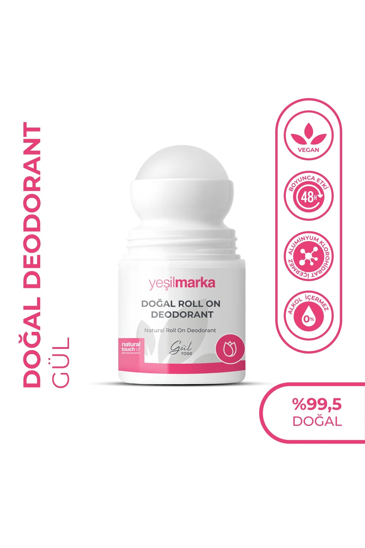 Gül doğal deodorantın koltuk altına roll-on uygulanışı