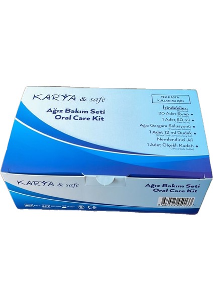 Karya ağız bakım seti 20’li süngerli çubuk, solüsyon ve nemlendirici jel