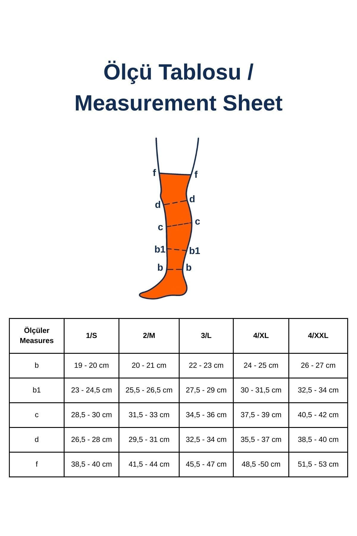 Kifidis orta basınç varis çorapları ölçü tablosu