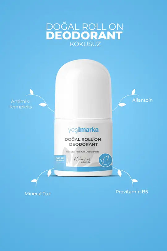 Kokusuz doğal roll-on deodorant kutu ambalajı detay görünümü
