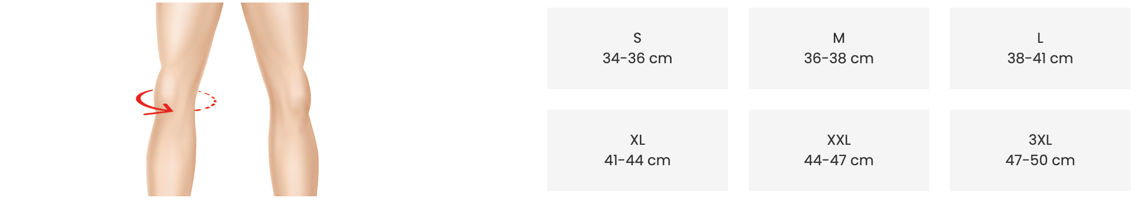 Ortholand patella ve ligament destekli örgü dizlik – balenli, bedenli - Ölçü tablosu