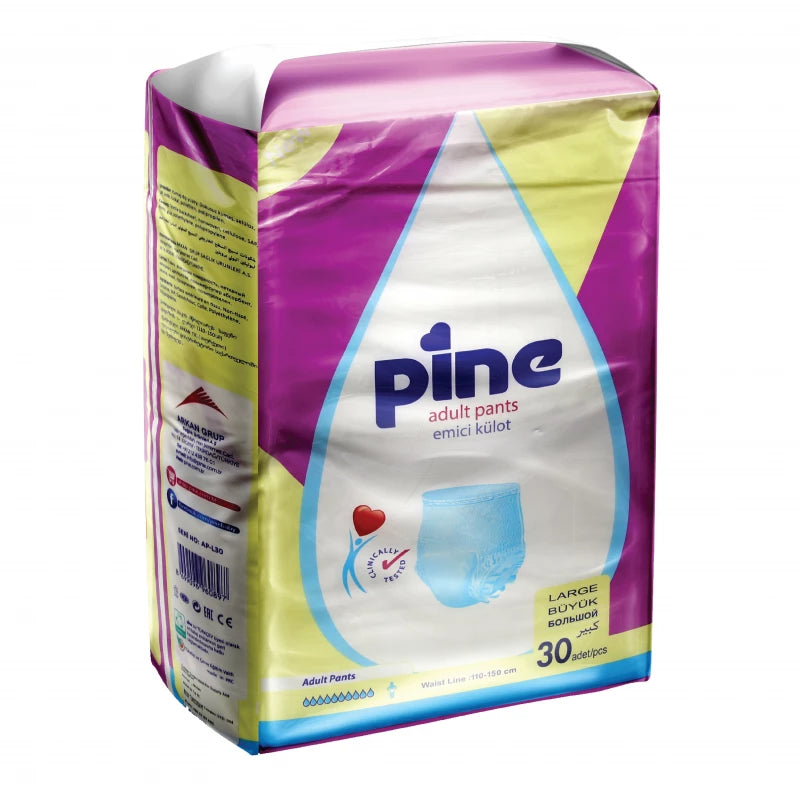 Pine Yetişkin Külotlu Hasta Bezi L – 30'lu paket mor ambalaj
