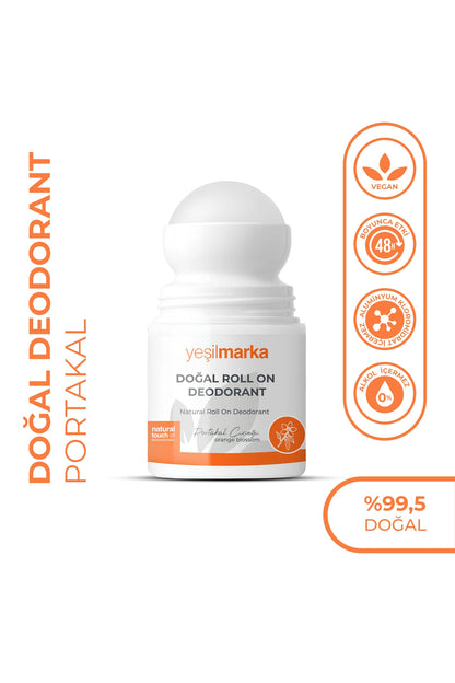 Portakal kokulu doğal deodorant, etiketinde içindekiler görünüyor