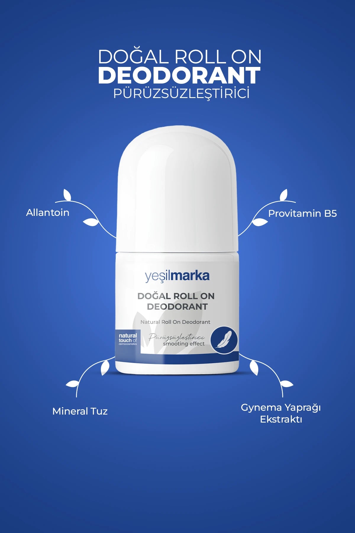 Pürüzsüzleştirici doğal deodorant kutu ambalajı detay görünümü