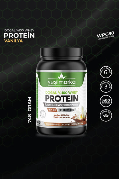 Yeşilmarka doğal whey protein 6 farklı aroma yüzde 80 protein doğal katkısız içerik