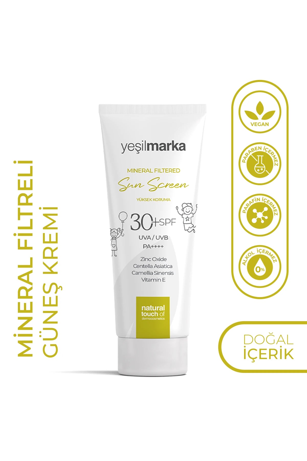 Yeşilmarka hassas cilt ve bebek güneş kremi SPF 30 temiz içerikli