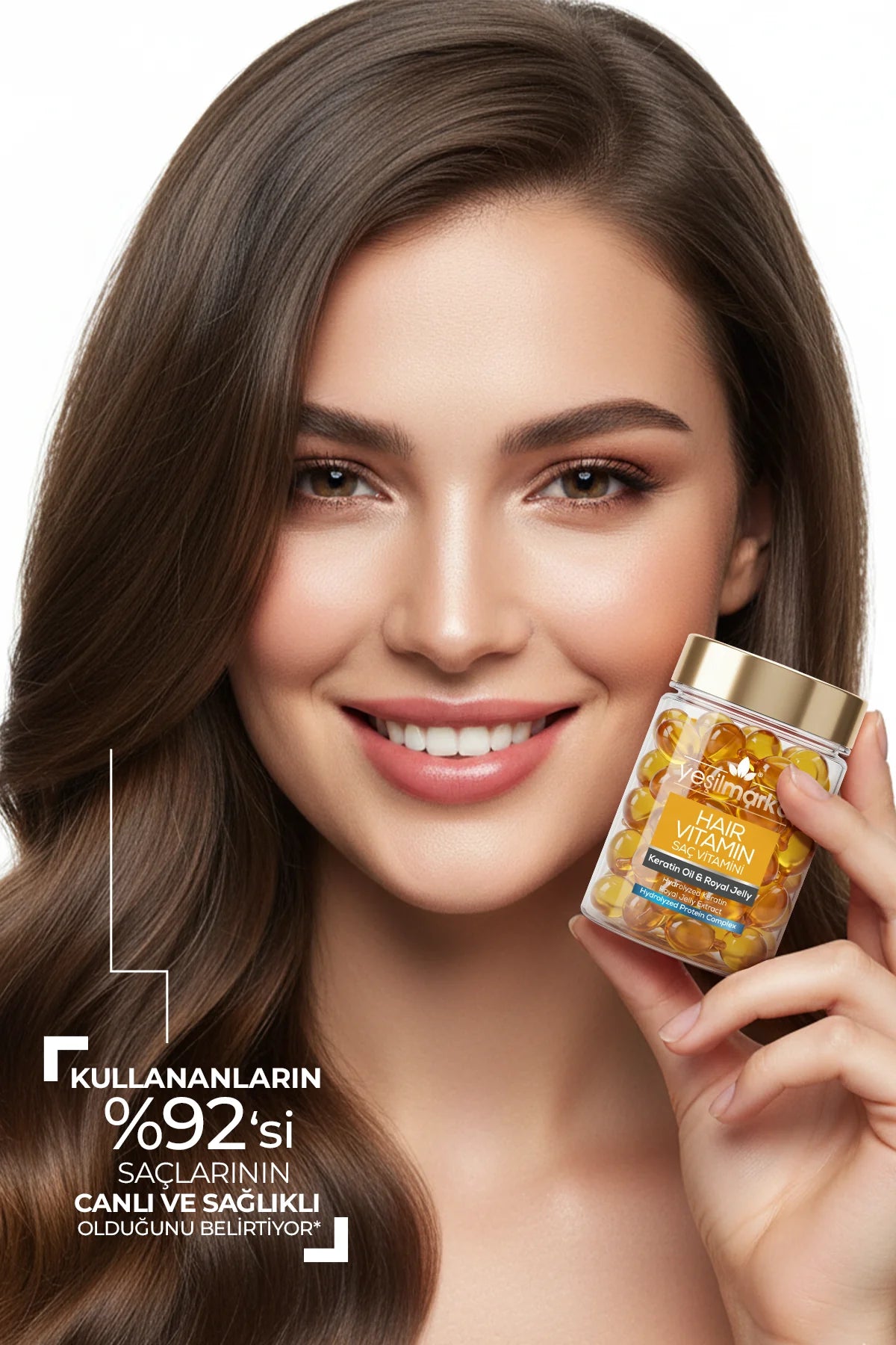 Yeşilmarka keratin ve royal jelly kullananların yüzde doksan ikisi saçlarının canlı ve sağlıklı olduğunu belirtiyor