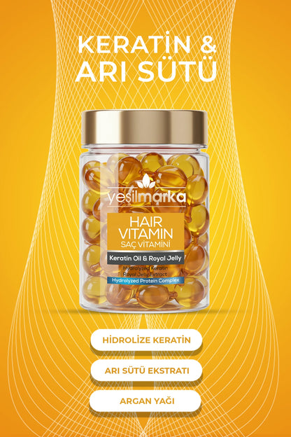 Yeşilmarka Keratin Saç Vitamini İçeriği - Arı Sütü, Argan Yağı ve Protein Kompleksi