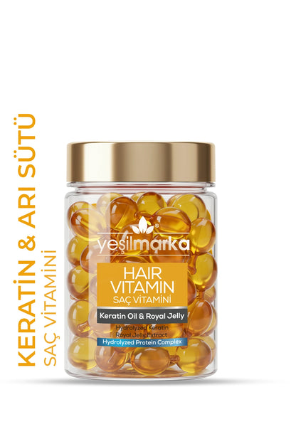 Yeşilmarka Saç Vitamini Keratin Oil & Royal Jelly 30 Kapsül - Onarıcı ve Güçlendirici Saç Bakım Serumu
