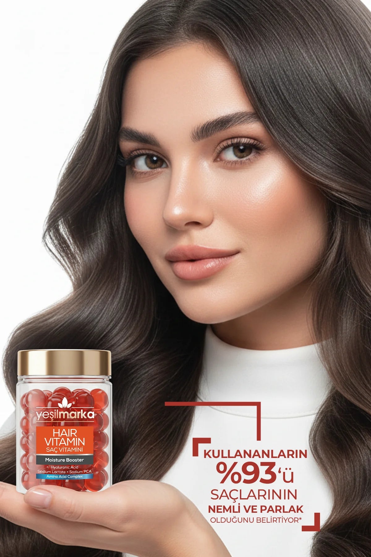 Yeşilmarka saç vitaminini kullananların yüzde doksan üçü saçlarının nemli ve parlak olduğunu belirtiyor