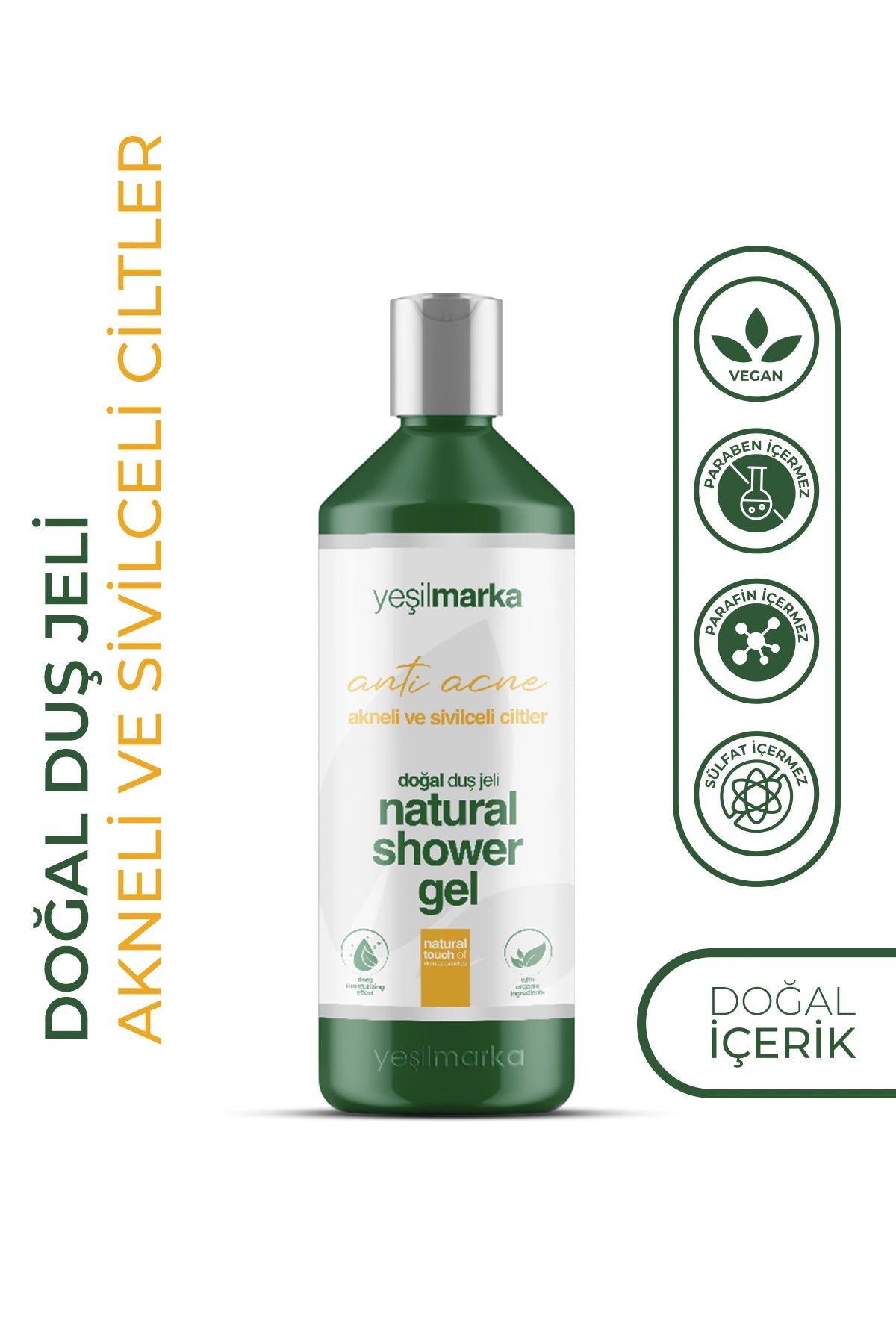 Çay ağacı yağı ve salisilik asit içeren vücut sivilcesi için duş jeli – Yeşilmarka