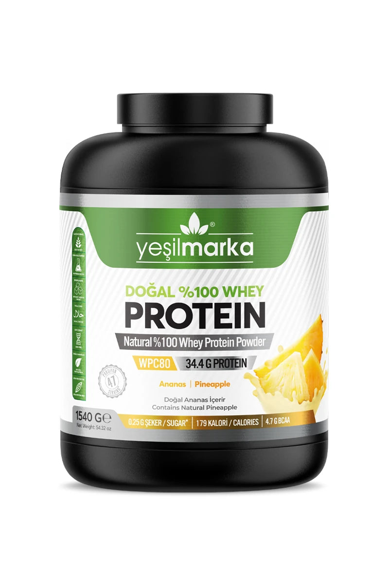 Yeşilmarka doğal whey protein tozu 1540 gram ananas aromalı