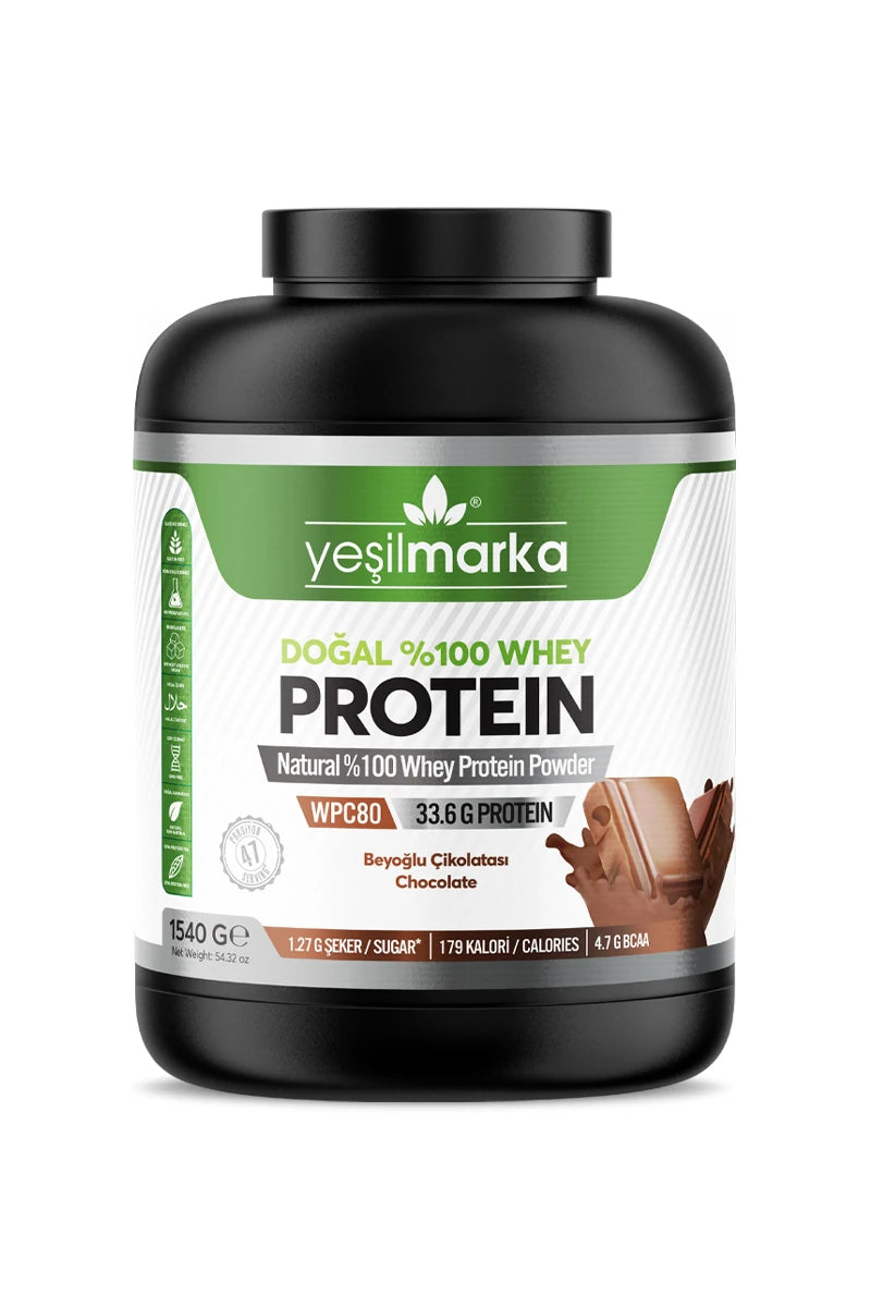 Yeşilmarka doğal whey protein tozu 1540 gram çikolata aromalı