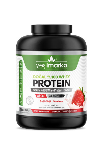 Yeşilmarka doğal whey protein tozu 1540 gram çilek aromalı