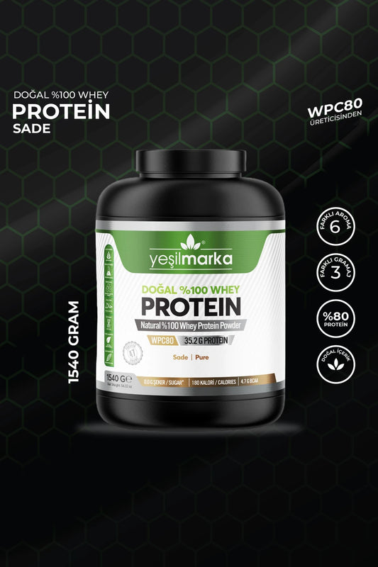 Yeşilmarka doğal whey protein tozu 1540 gram ekonomik büyük boy paket yerli üretim