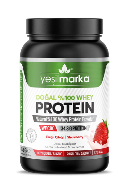 Yeşilmarka doğal whey protein tozu 748 gram çilek aromalı