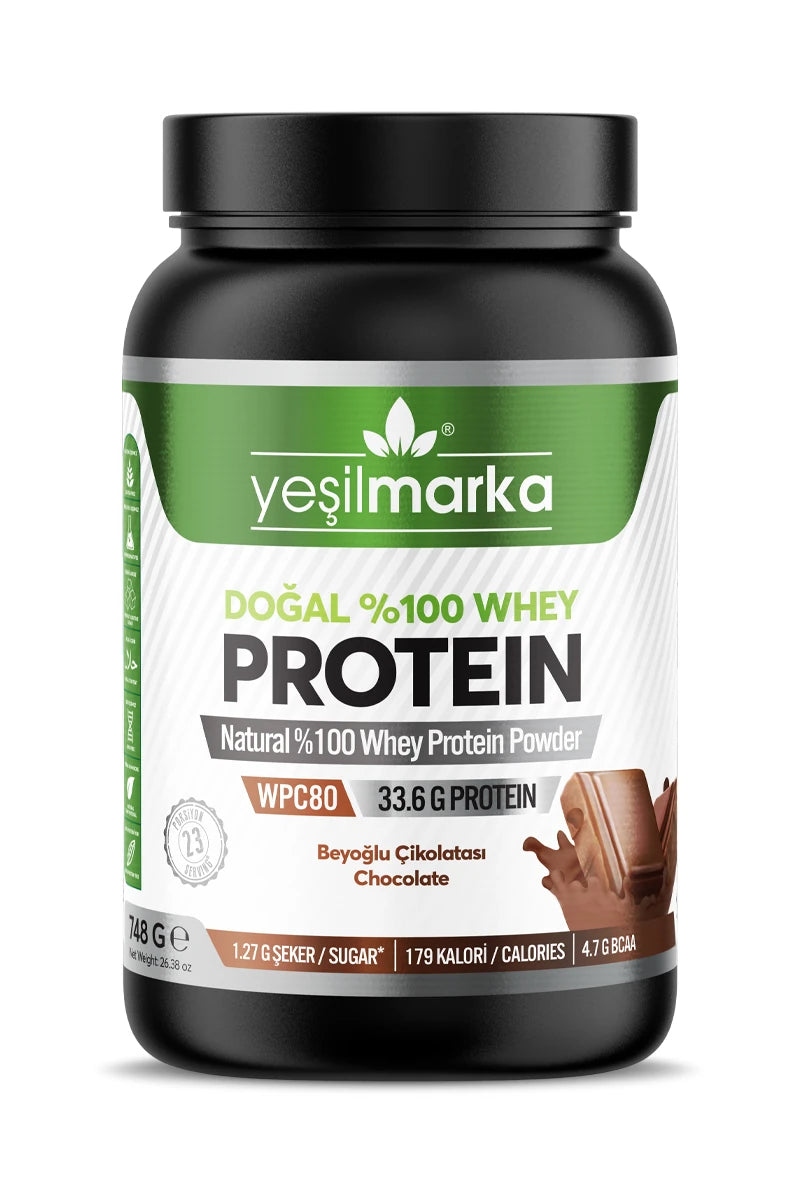 Yeşilmarka doğal whey protein tozu 748 gram çikolata aromalı